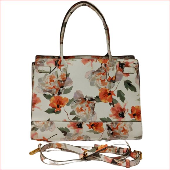 Love & Lore Crossbody Purse Large Handbag/Satchel Tote White with Roses - Picture 1 of 10